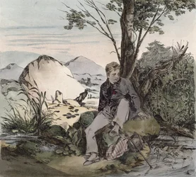 Der Exilant, Illustration zu einem Gedicht von Pierre Jean de Beranger (1780-ca.1857) graviert von Bernard